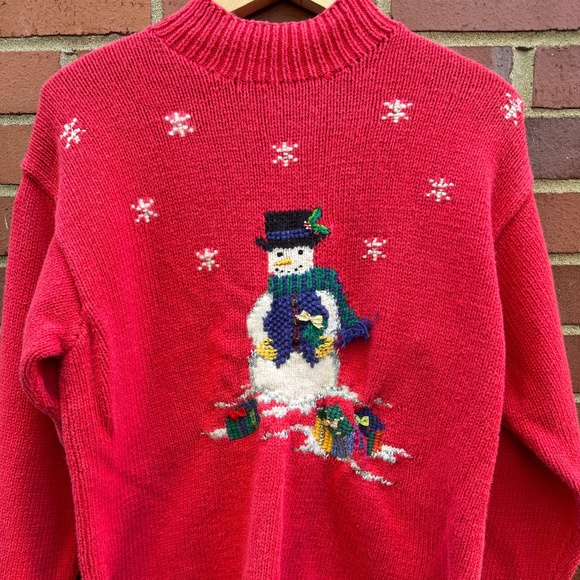 Marisa Christina Christmas Collection 2000 Snowman Sweater Cotton Angora M - Picture 1 of 7